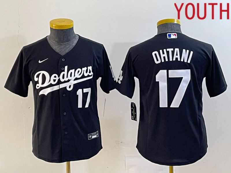 Youth Los Angeles Dodgers #17 Ohtani Black Nike Game MLB Jersey style 3